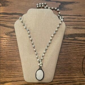 Elegant White and Gray Beaded Necklace